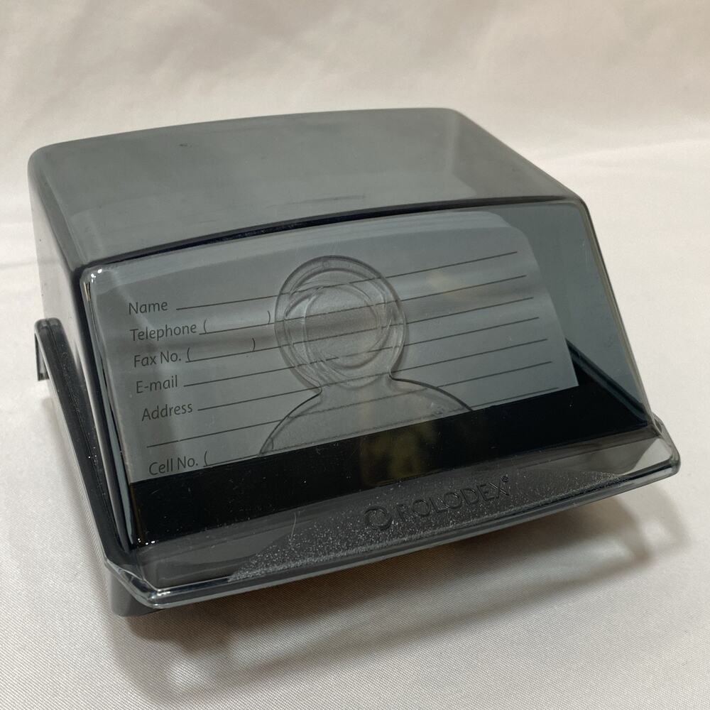 Rolodex Covered Address Phone Card File 2.25" x 4" Gray Smoke Top Black Bottom
